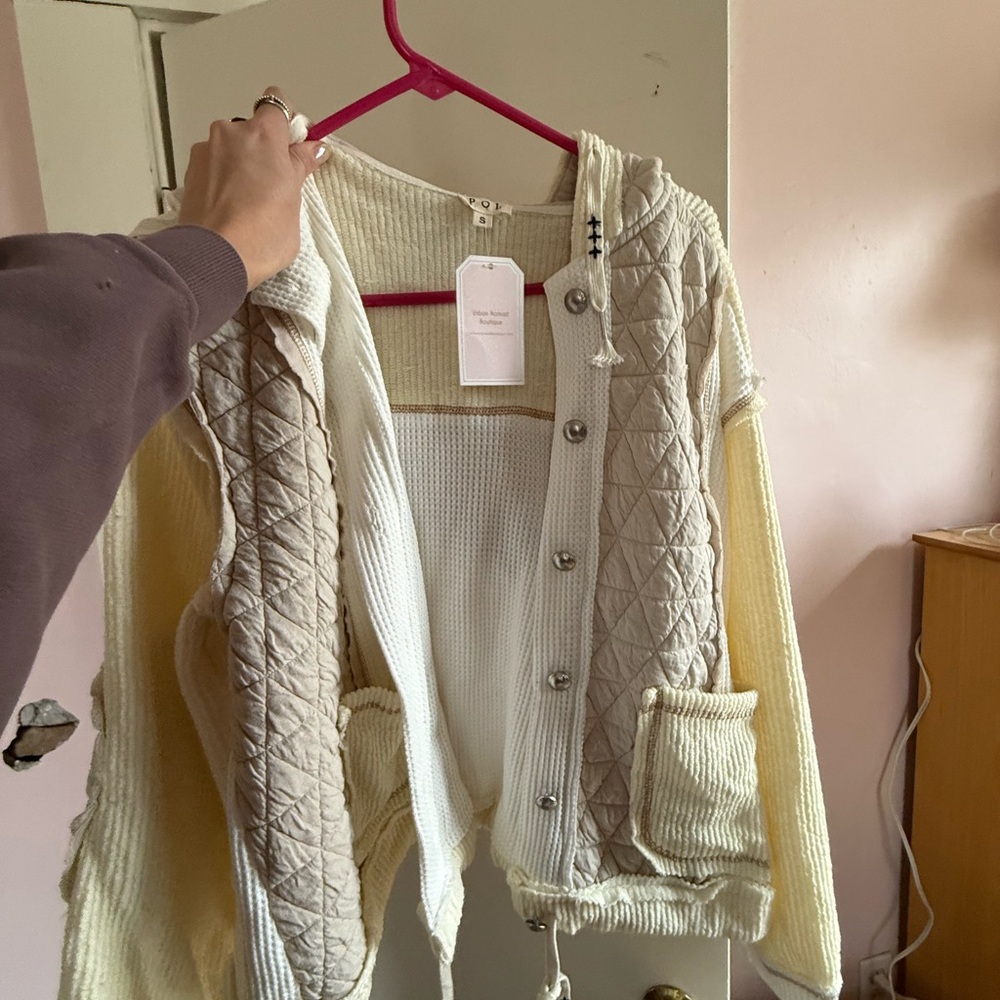 multi textured boho button down